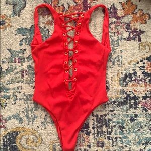 Beach Bunny red one piece